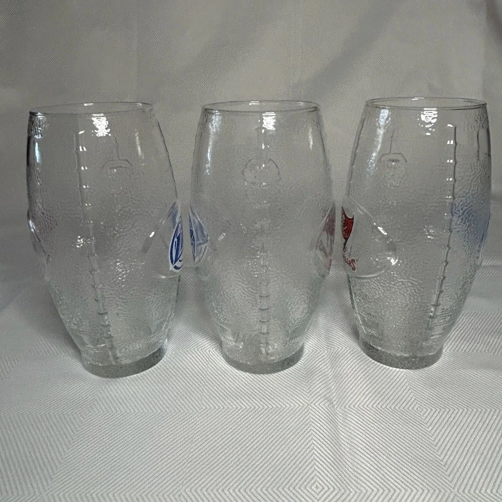 Miller Lite Tampa Bay Buccaneers Logo Football Shaped Pint Beer Glasses (3)